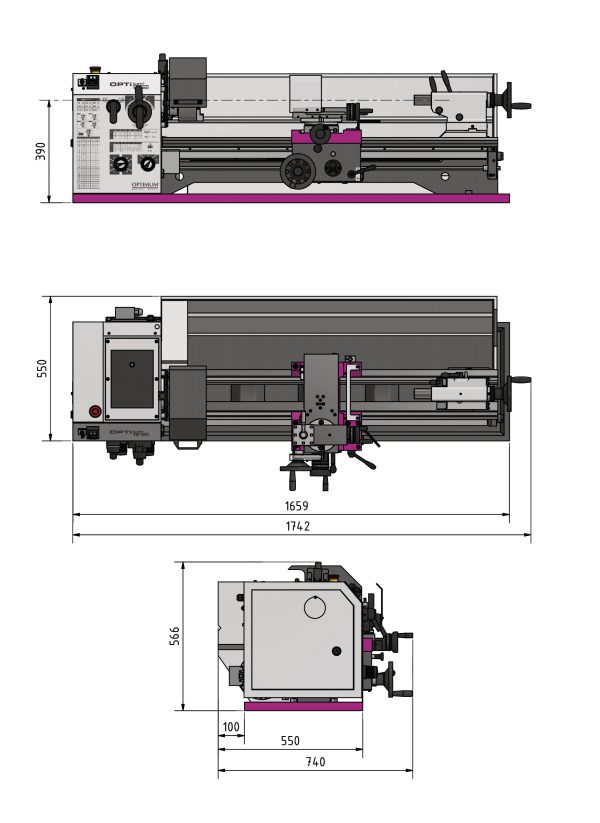 OPTIturm TM3110 400V/3Ph/50Hz Drehmaschine inkl. DRO5-Set – Bild 2